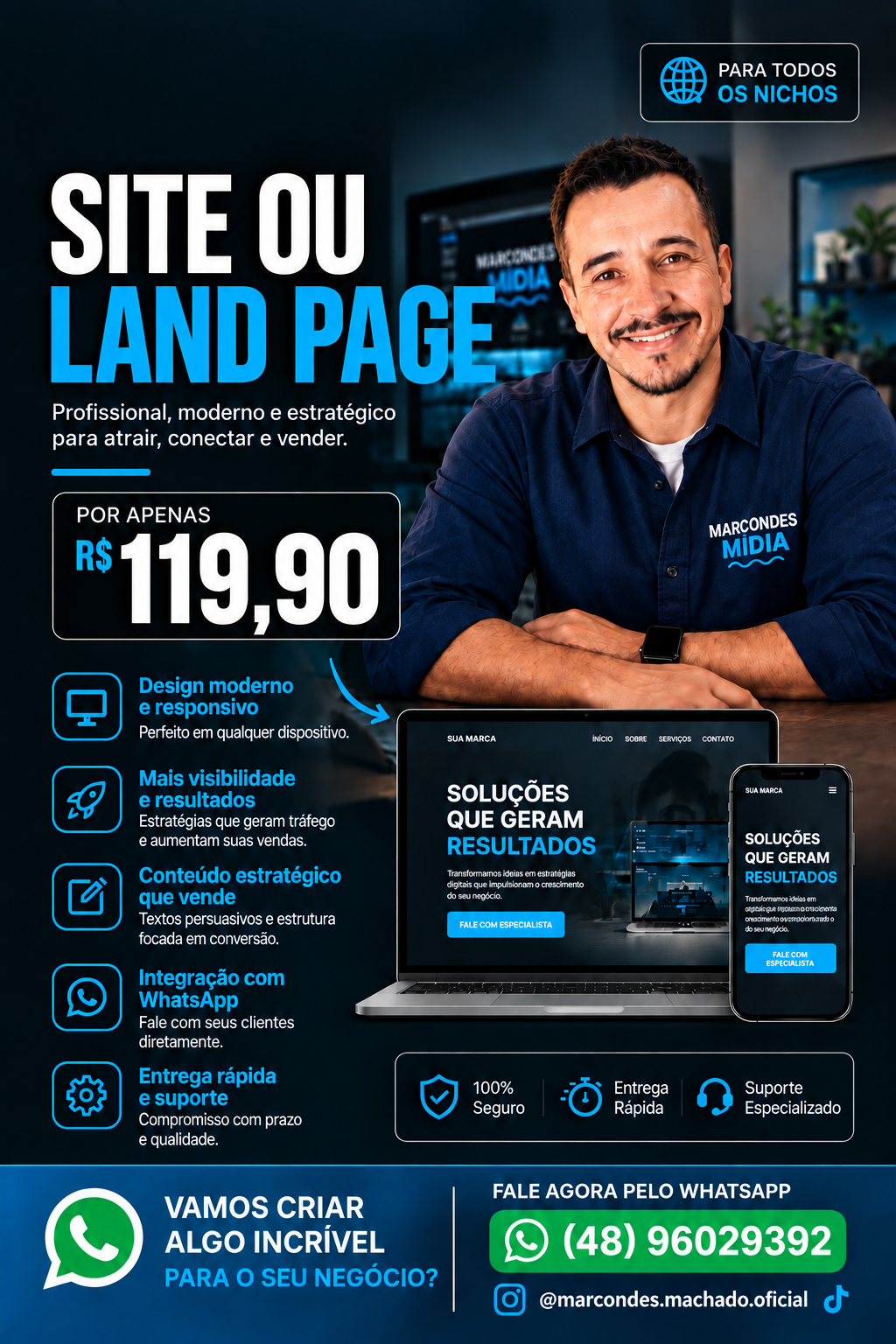 Flyer promocional da Marcondes Mídia